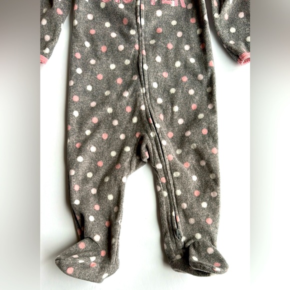 Carter’s Little Sister Double Zip Fleece Polka Dot Sleeper Footed Pajamas 9M EUC - Picture 8 of 9
